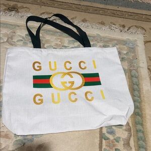 White Tote Bag with Black Straps 18”x15”